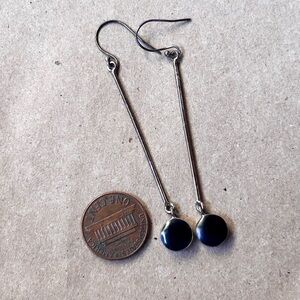 Vintage Argento Vivo .925 Silver & Black Earrings